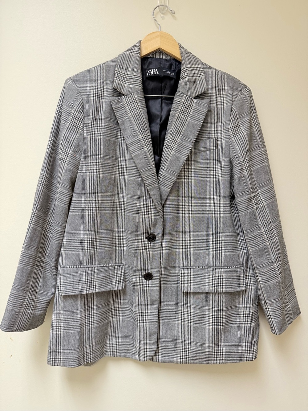 ⚪️Zara Gray Plaid Tailored Check Blazer ⚫️